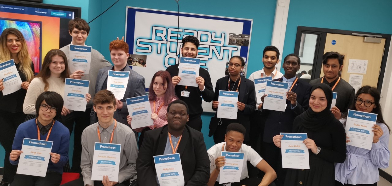 The entire Y12 Digital Media group, proudly presented with Certificates from Promethean