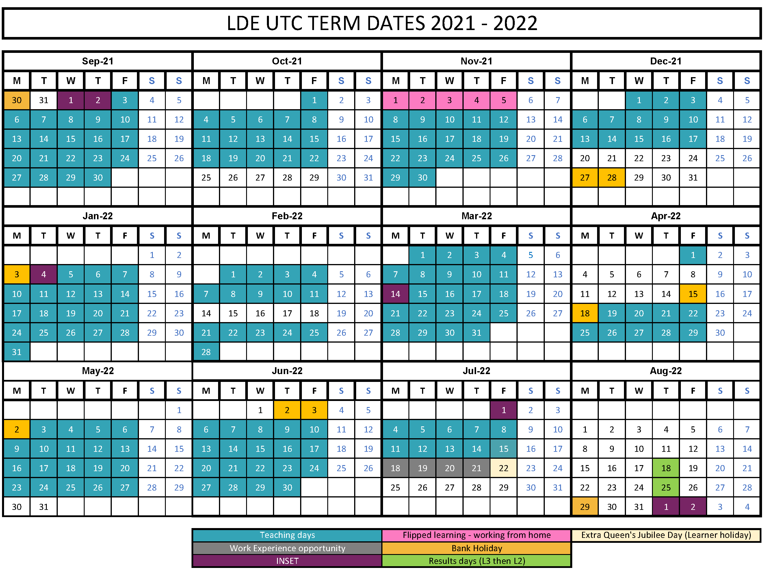 Calendrier Utc 2023 London Design & Engineering Utc